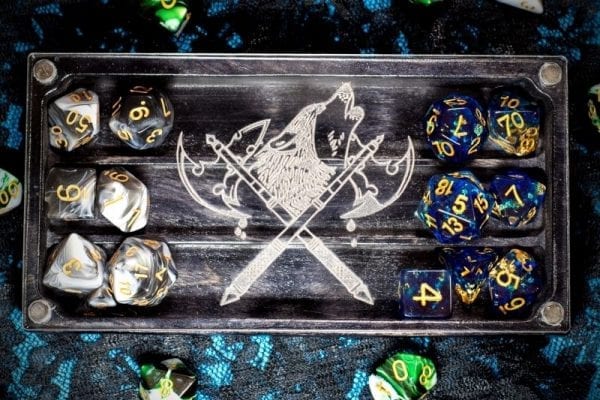 Looking Glass XL Barbarian on Abssal Black Dice Box TTRPG Accessory
