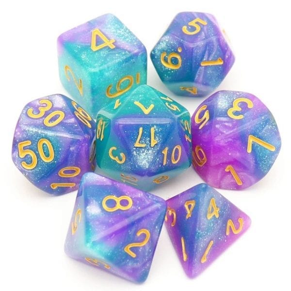 Glitter Sea Dreams Acrylic Dice TTRPG Accessory