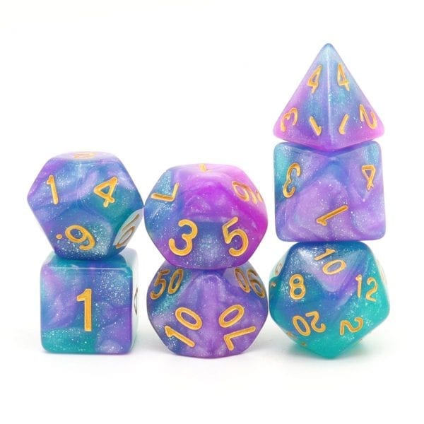 Glitter Sea Dreams Acrylic Dice TTRPG Accessory