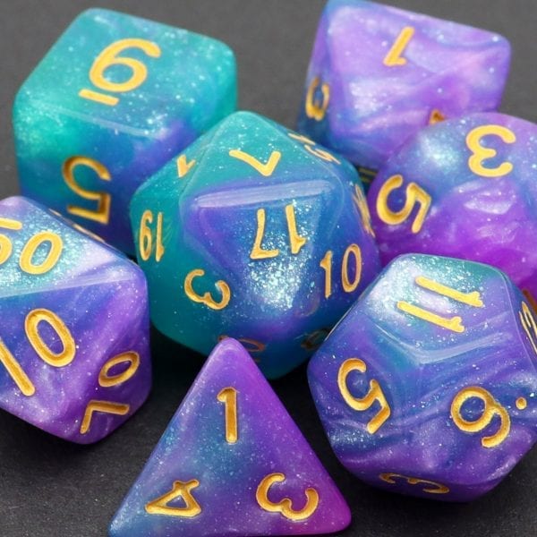 Glitter Sea Dreams Acrylic Dice TTRPG Accessory