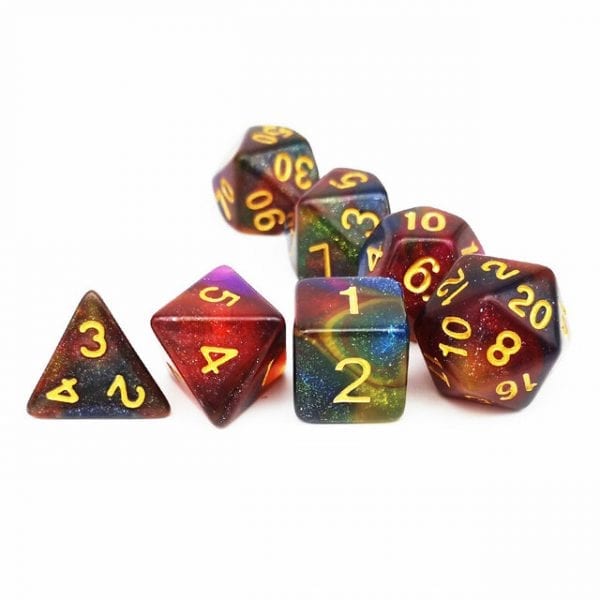 Cloak of Shifting Colours Acrylic Dice TTRPG Accessory