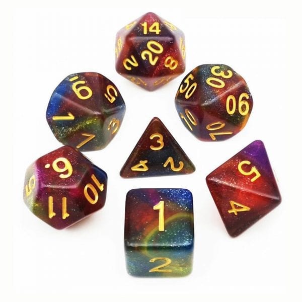 Cloak of Shifting Colours Acrylic Dice TTRPG Accessory