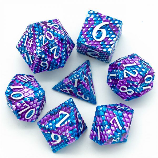 Ancient Amethyst Dragon Scale Metal Dice Tabletop Role Playing Game TTRPG Accessory