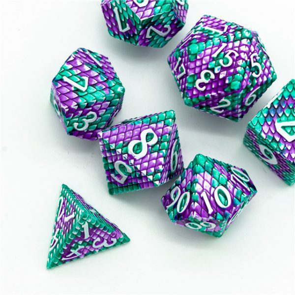 Moonstone Dragon Scale Metal Dice Tabletop Role Playing Game TTRPG Accessory