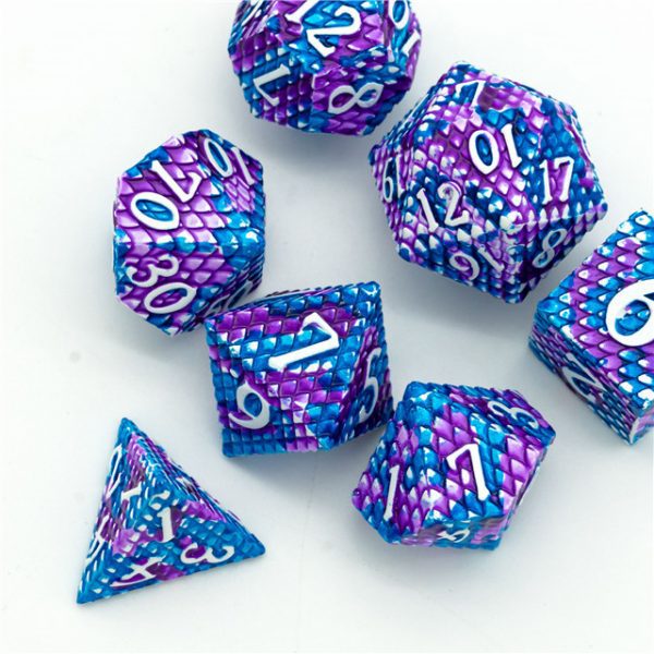 Ancient Amethyst Dragon Scale Metal Dice Tabletop Role Playing Game TTRPG Accessory