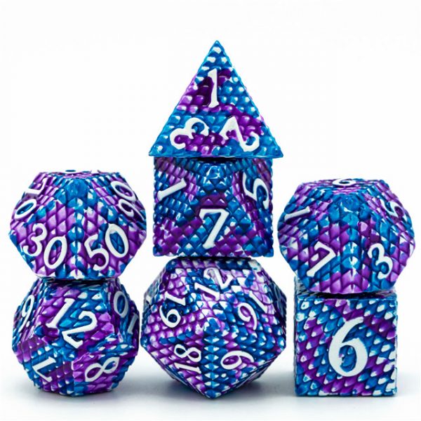 Ancient Amethyst Dragon Scale Metal Dice Tabletop Role Playing Game TTRPG Accessory