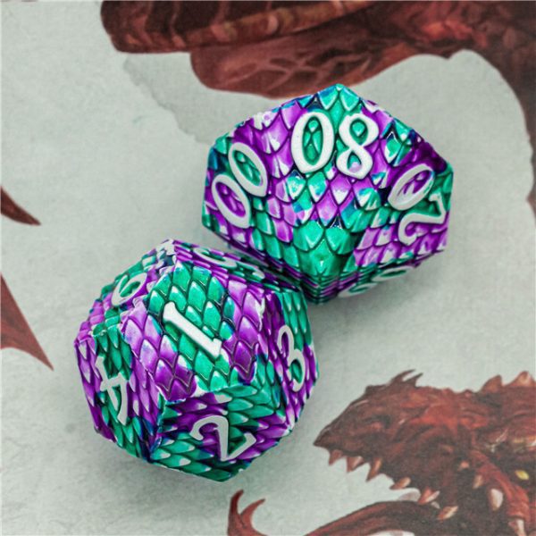 Moonstone Dragon Scale Metal Dice Tabletop Role Playing Game TTRPG Accessory