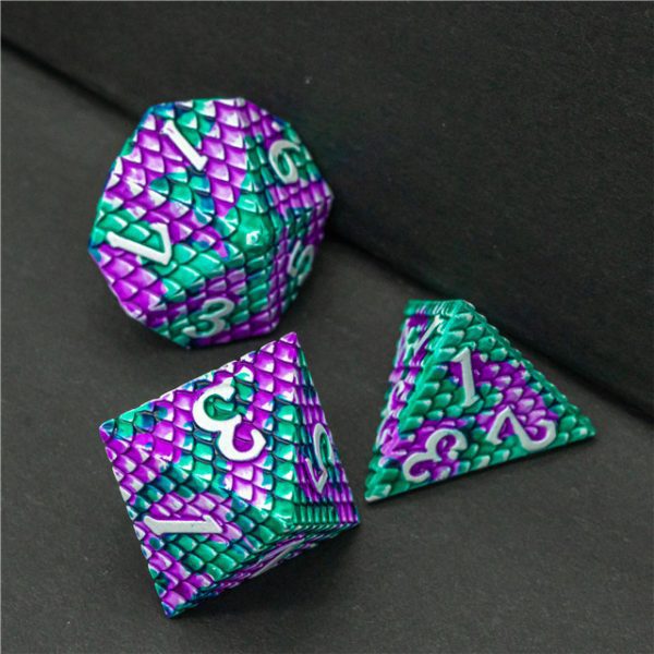 Moonstone Dragon Scale Metal Dice Tabletop Role Playing Game TTRPG Accessory