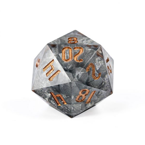 Mithral Bells Sharp Edge Resin Polyhedral Dice TTRPG Accessory