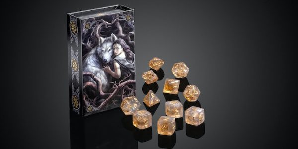 Anne Stokes Soul Bond Polyhedral Dice Orange & Clear TTPRG Accessory