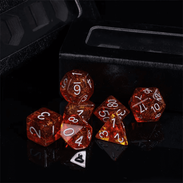 Fireball Resin Polyhedral Dice Red & Orange TTRPG Accessory