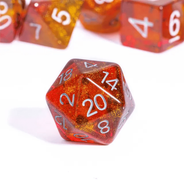Fireball Resin Polyhedral Dice Red & Orange TTRPG Accessory
