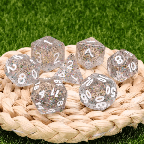 Garlands Resin Polyhedral Dice Transparent TTRPG Accessory
