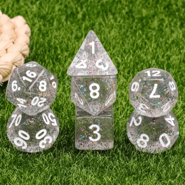 Garlands Resin Polyhedral Dice Transparent TTRPG Accessory