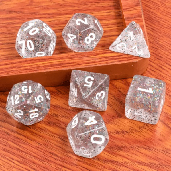 Garlands Resin Polyhedral Dice Transparent TTRPG Accessory