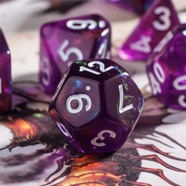 Unseelie Court Polyhedral Dice Purple TTRPG Accessory