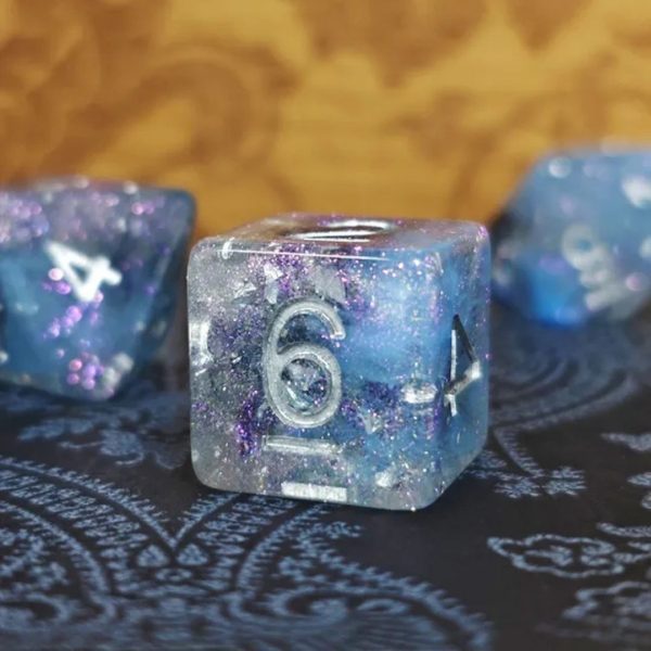 Misty Step Polyhedral Dice Blue and Black TTRPG Accessory