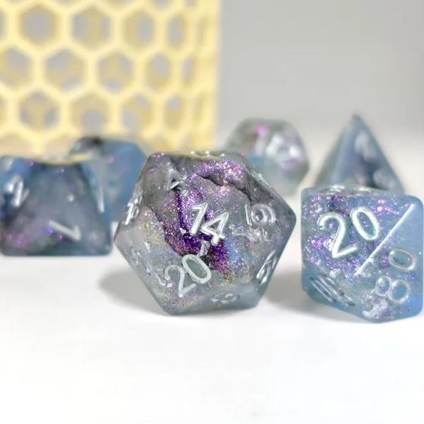 Misty Step Polyhedral Dice Blue and Black TTRPG Accessory