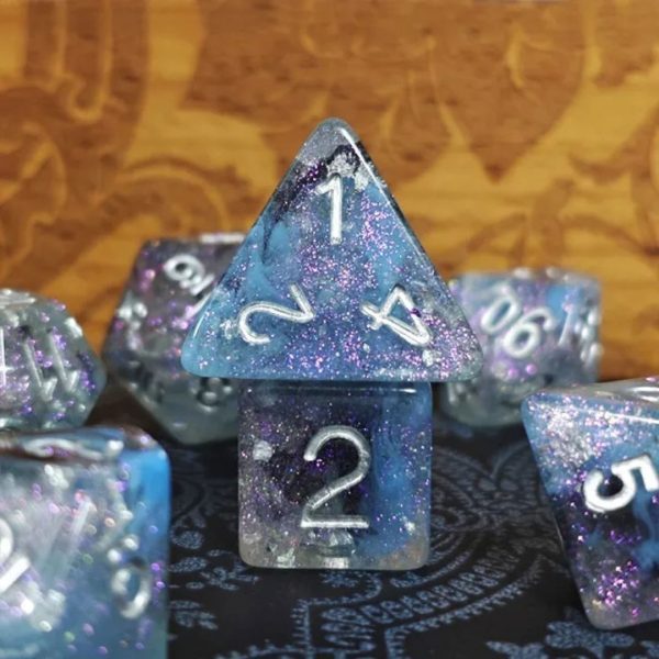 Misty Step Polyhedral Dice Blue and Black TTRPG Accessory