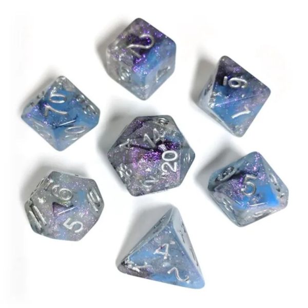 Misty Step Polyhedral Dice Blue and Black TTRPG Accessory